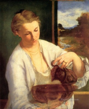  impresionismo Pintura Art%C3%ADstica - Mujer vertiendo agua Estudio de Suzanne Leenhoff Realismo Impresionismo Edouard Manet
